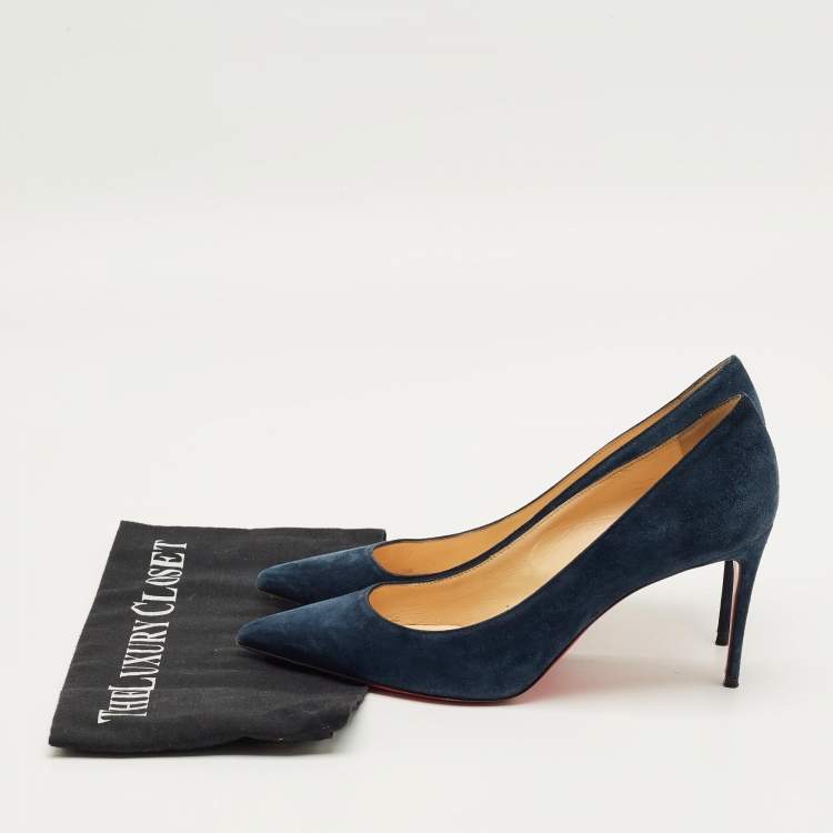 Pre Owned Christian Louboutin Navy Blue Suede Kate Pumps Size 38.5