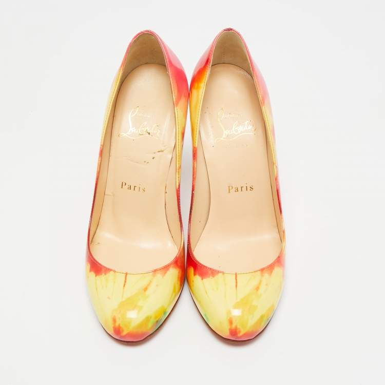 Pre Owned Christian Louboutin Fifi Size 35 Multicolor Patent Leather Pumps