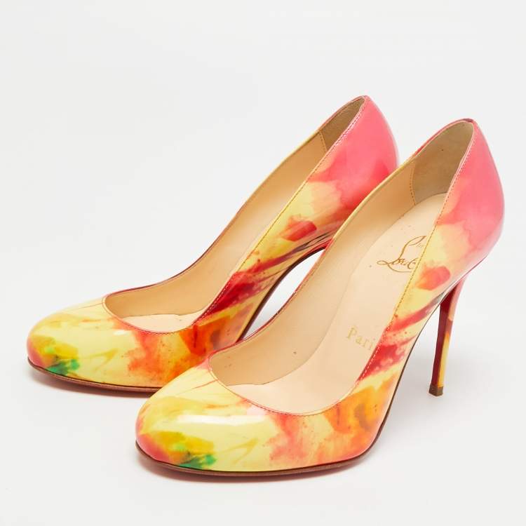 Pre Owned Christian Louboutin Fifi Size 35 Multicolor Patent Leather Pumps