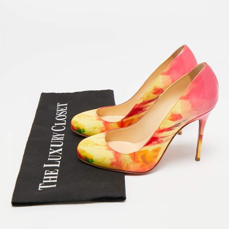 Pre Owned Christian Louboutin Fifi Size 35 Multicolor Patent Leather Pumps
