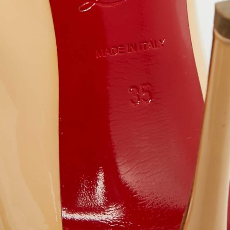 مملوكة مسبقًا Christian Louboutin So Kate Size 35 Beige Patent Leather Pumps
