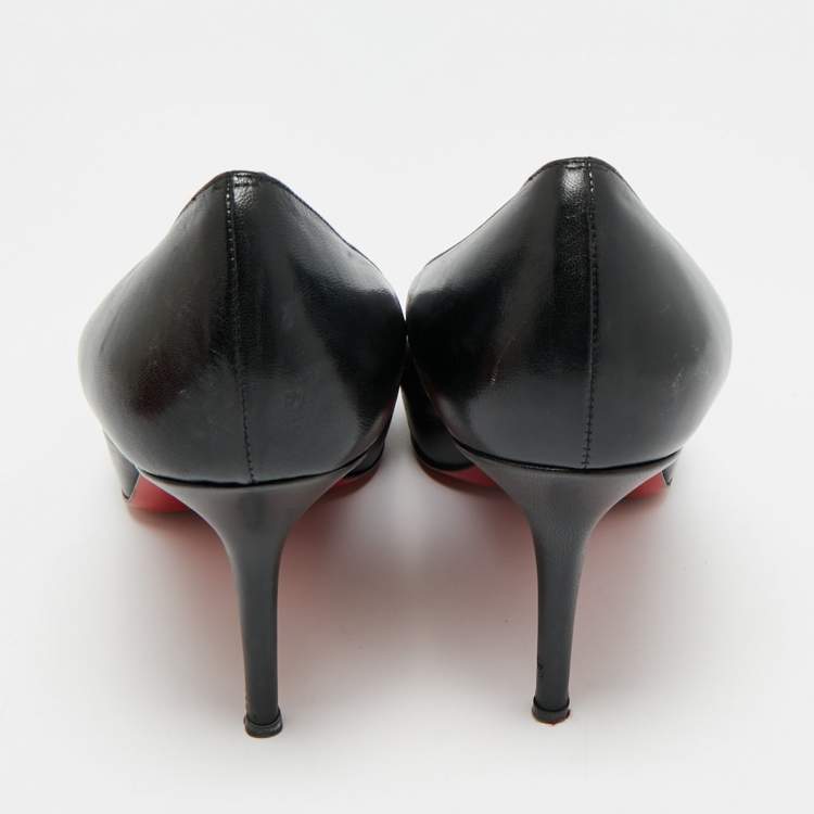 Pre Owned Christian Louboutin Very Prive Size 41 Black Leather Peep Toe Pumps