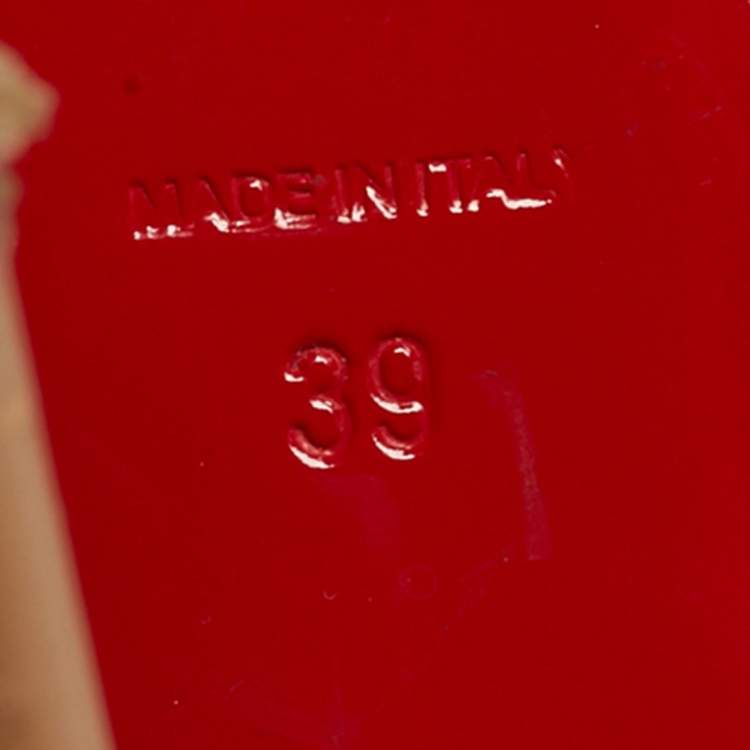 Pre Owned Christian Louboutin Rosie Size 39 Beige Patent Leather Peep Toe Platform Sandals