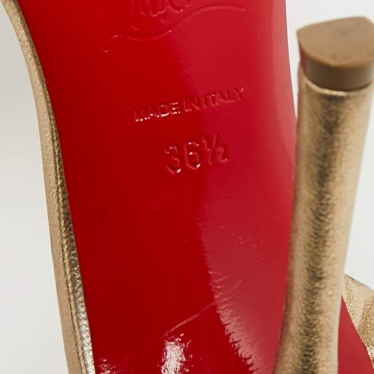 مملوكة مسبقًا Christian Louboutin Samotresse Size 36.5 Metallic Gold Leather Wing Slingback Sandals