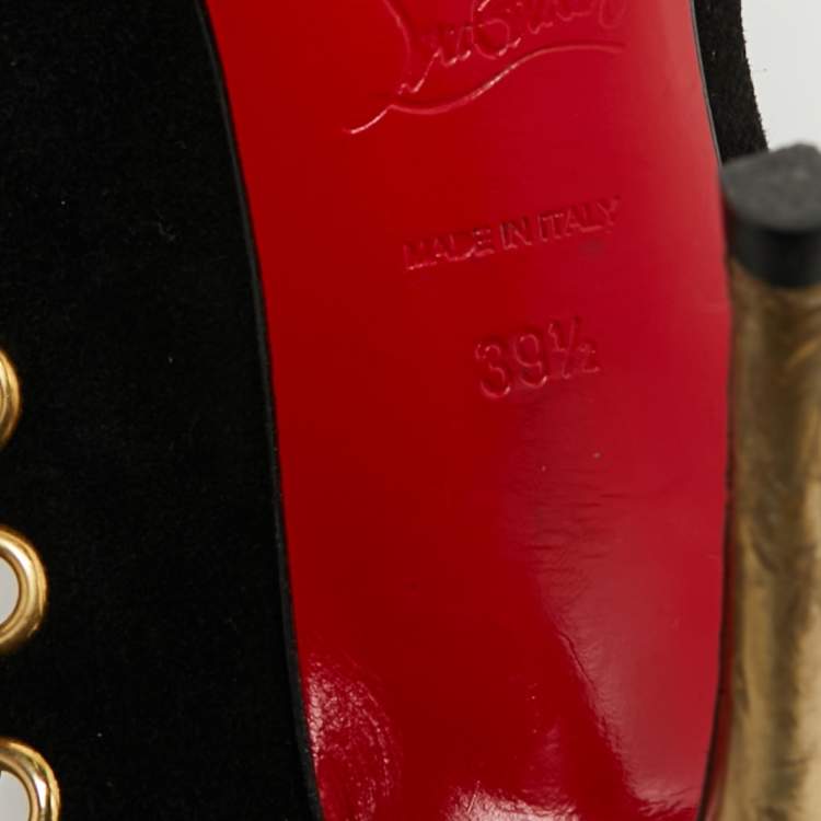 Pre Owned Christian Louboutin Ostri Size 39.5 Black Suede Pumps