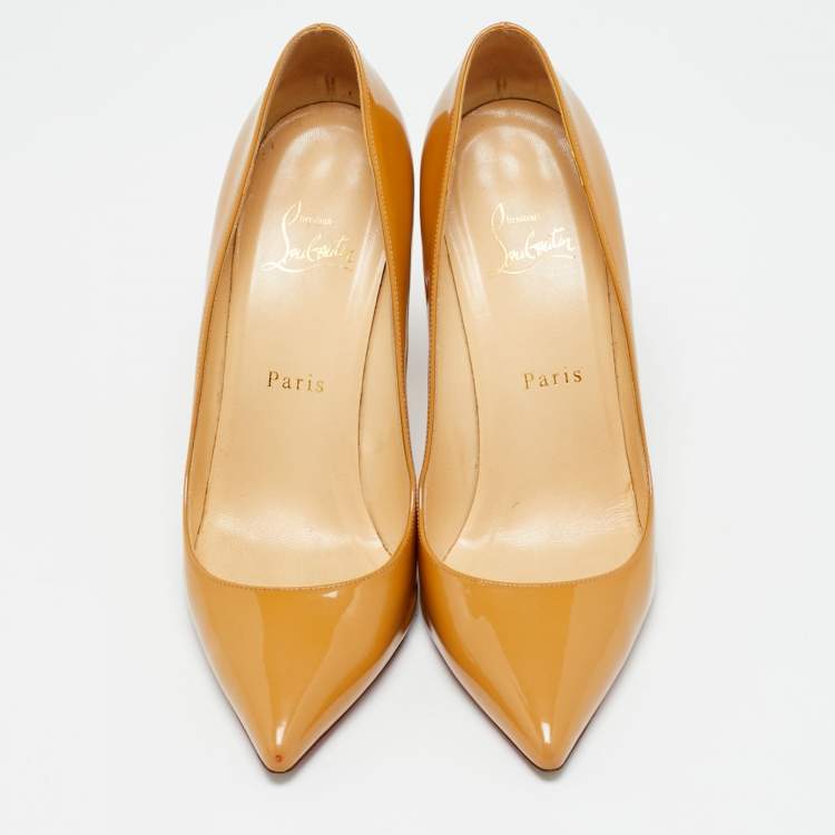 Pre Owned Christian Louboutin So Kate Size 38.5 Beige Patent Leather Pumps