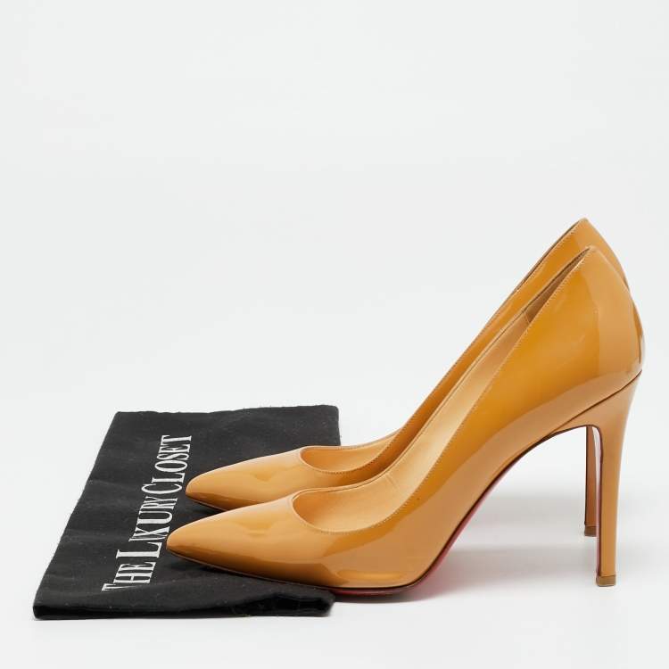 Pre Owned Christian Louboutin So Kate Size 38.5 Beige Patent Leather Pumps