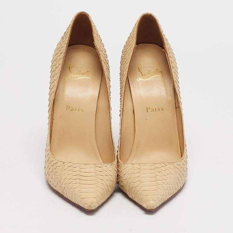 Pre Owned Christian Louboutin So Kate Size 39 Beige Python Leather Pumps