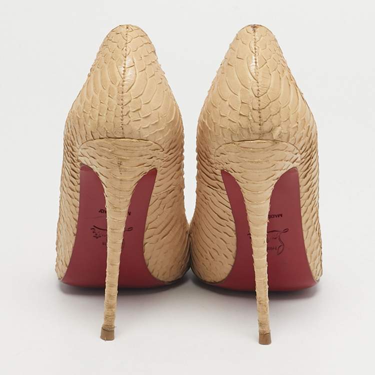 Pre Owned Christian Louboutin So Kate Size 39 Beige Python Leather Pumps