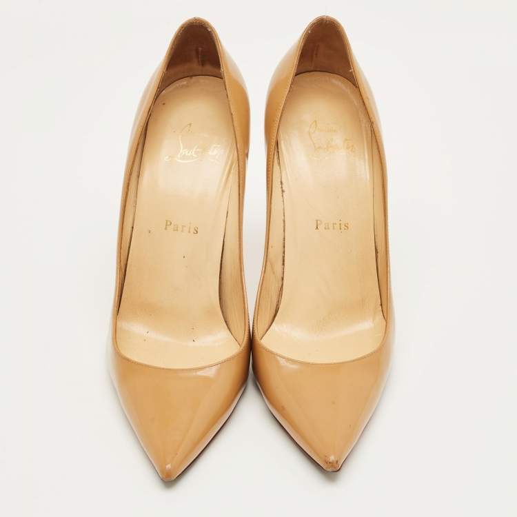 مملوكة مسبقًا Christian Louboutin Kate Size 39.5 Beige Patent Leather Pumps