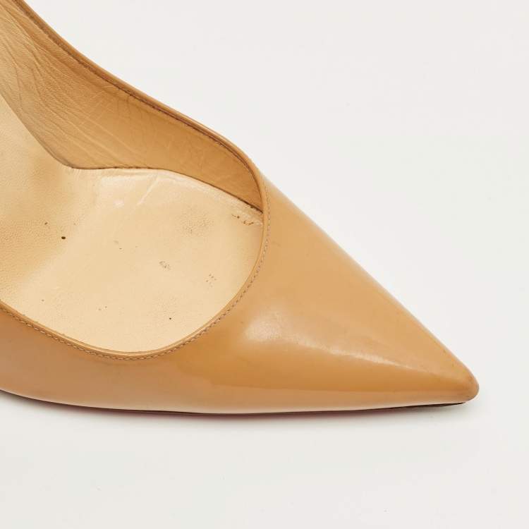مملوكة مسبقًا Christian Louboutin Kate Size 39.5 Beige Patent Leather Pumps