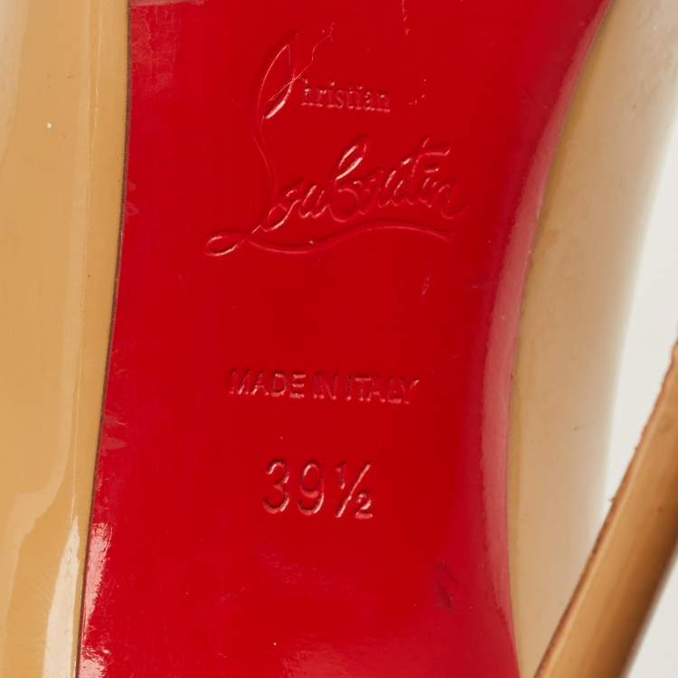 مملوكة مسبقًا Christian Louboutin Kate Size 39.5 Beige Patent Leather Pumps