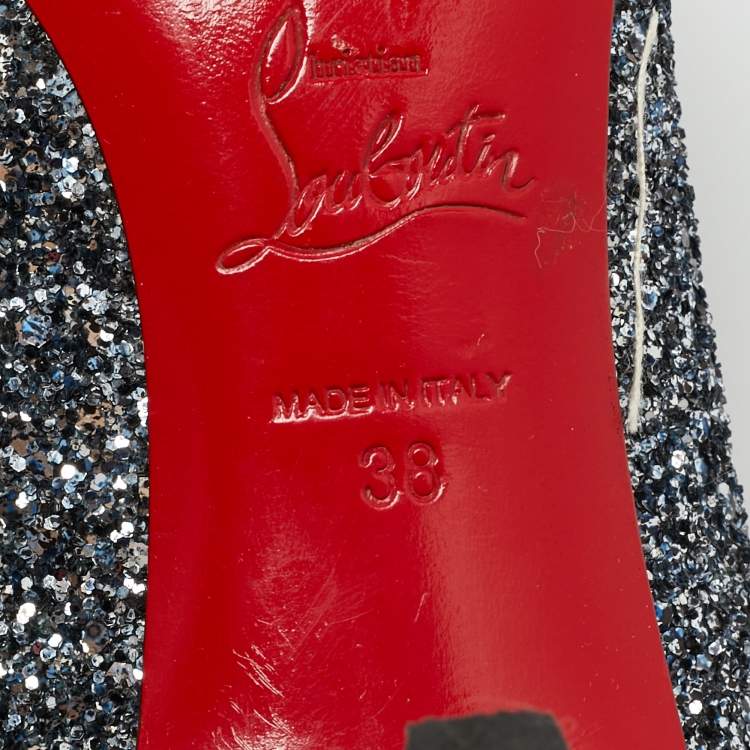 Pre Owned Christian Louboutin Size 38 Metallic Gruotta Glitter Bow Pumps