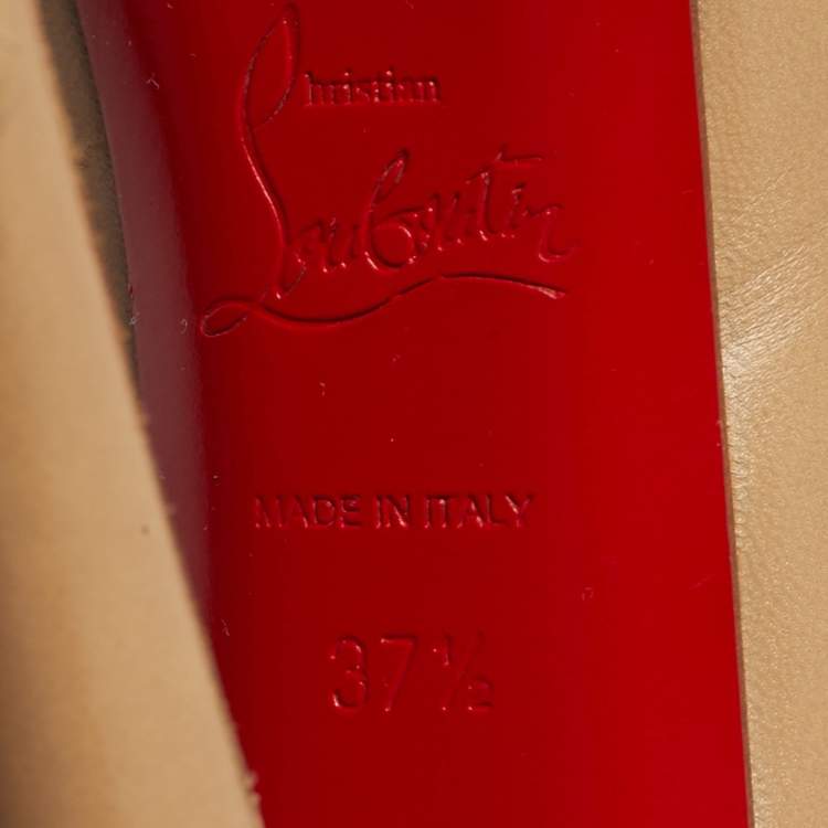 Pre Owned Christian Louboutin Daffodile Size 37.5 Beige Leather Platform Pumps