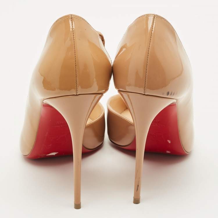 Pre Owned Christian Louboutin Jumping Size 40.5 Beige Patent Leather D'orsay Pumps