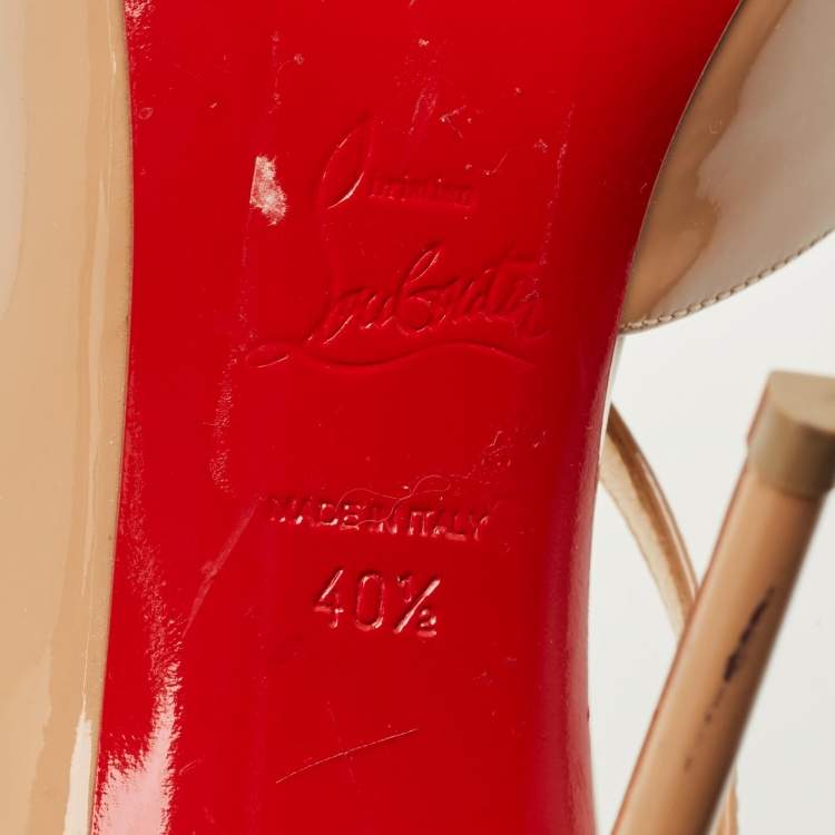 Pre Owned Christian Louboutin Jumping Size 40.5 Beige Patent Leather D'orsay Pumps