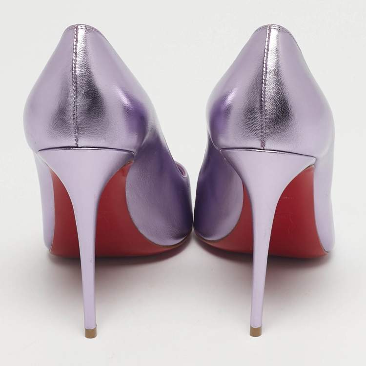 Pre Owned Christian Louboutin Kate Size 38 Metallic Leather Pumps