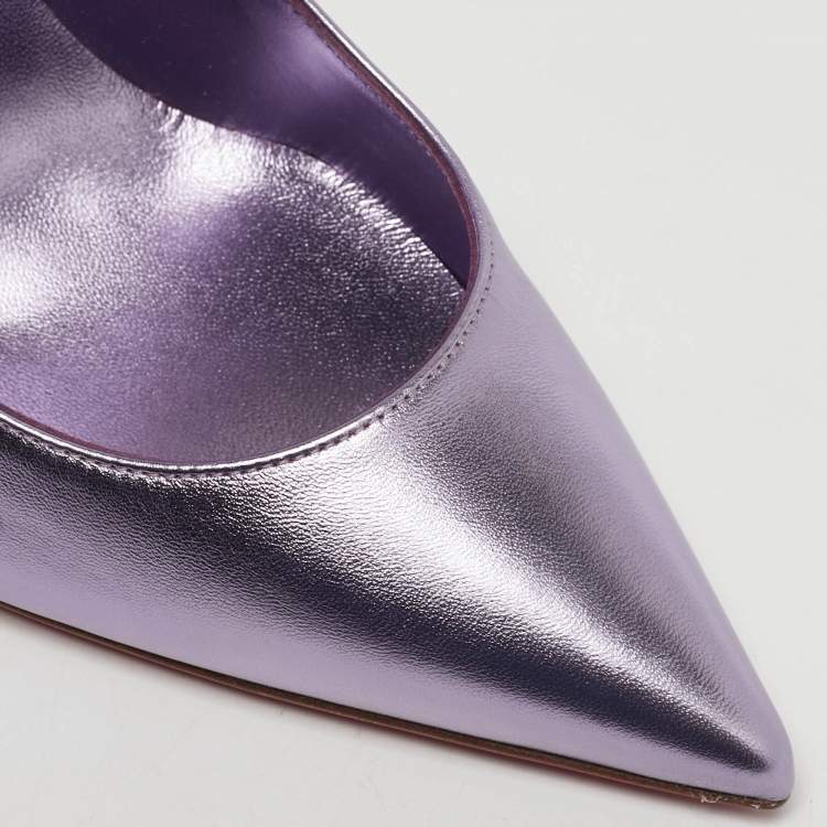 Pre Owned Christian Louboutin Kate Size 38 Metallic Leather Pumps