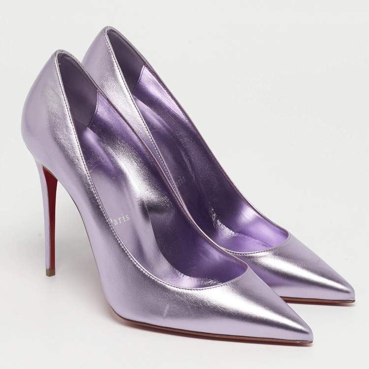 Pre Owned Christian Louboutin Kate Size 38 Metallic Leather Pumps