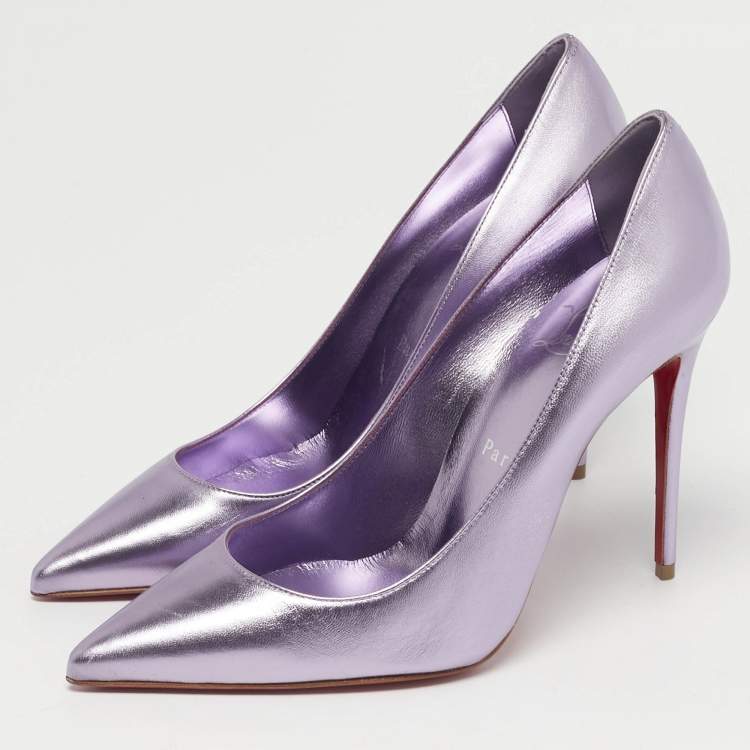 Pre Owned Christian Louboutin Kate Size 38 Metallic Leather Pumps