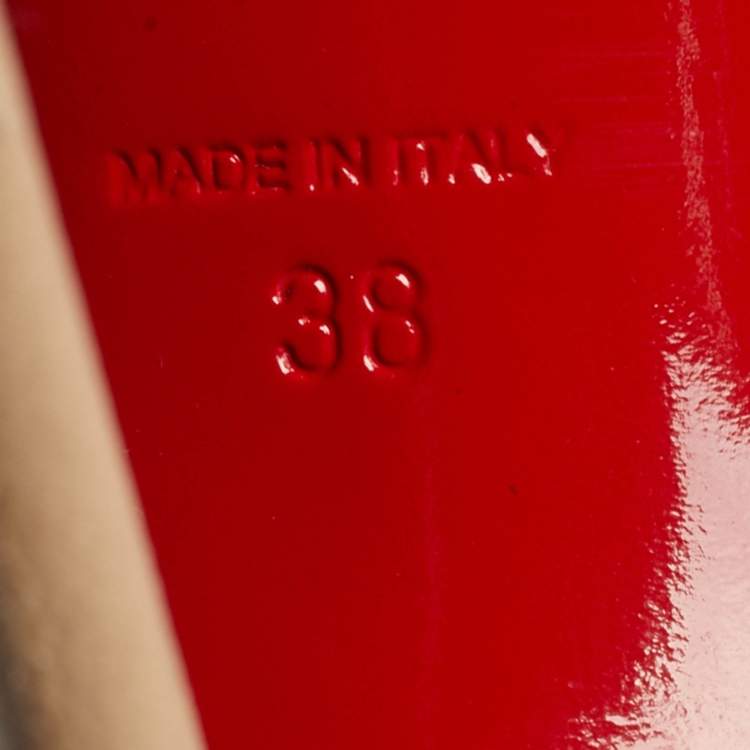 Pre Owned Christian Louboutin Degrastrass Size 38 Beige Leather and PVC Pumps