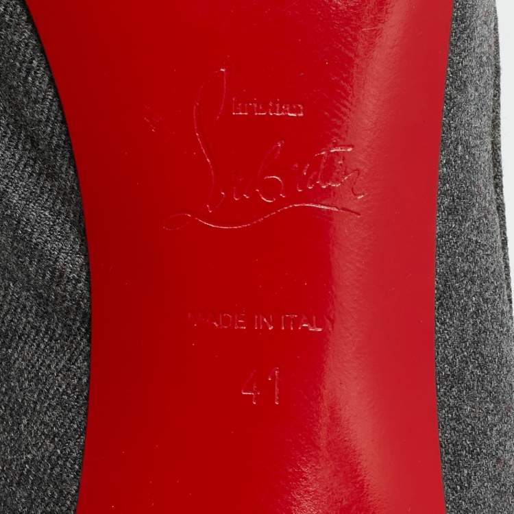 Pre Owned Christian Louboutin Milady Bow Size 41 Grey Denim Platform Pumps