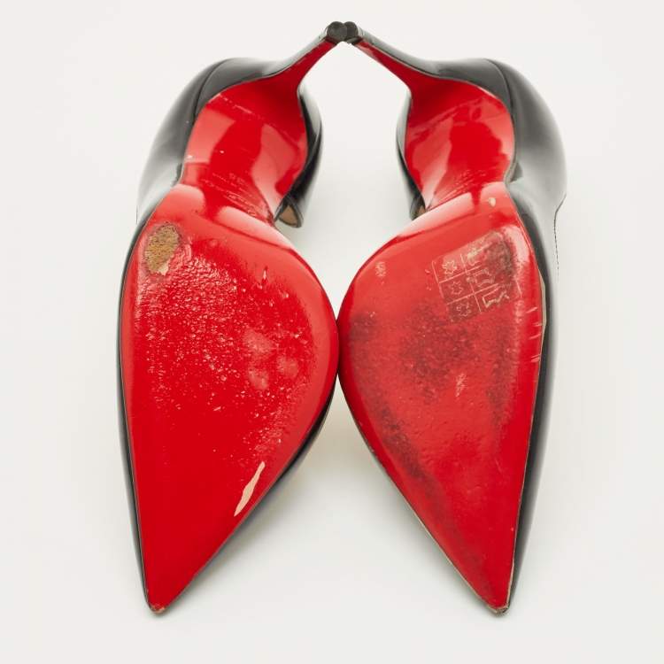 Pre Owned Christian Louboutin Iriza Size 35 Black Patent Leather D'orsay Pumps