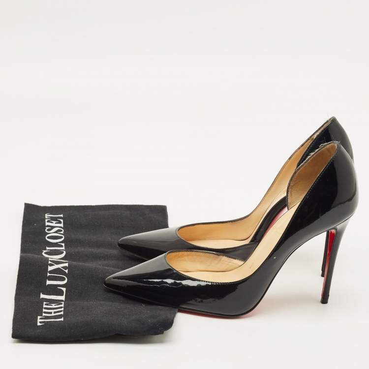 Pre Owned Christian Louboutin Iriza Size 35 Black Patent Leather D'orsay Pumps