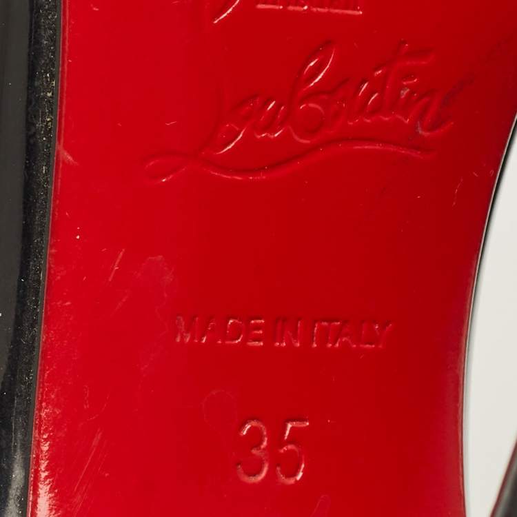 Pre Owned Christian Louboutin Iriza Size 35 Black Patent Leather D'orsay Pumps