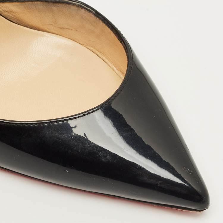 Pre Owned Christian Louboutin Iriza Size 35 Black Patent Leather D'orsay Pumps