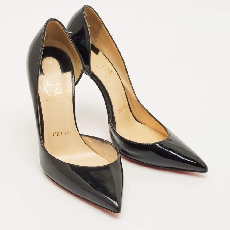 Pre Owned Christian Louboutin Iriza Size 35 Black Patent Leather D'orsay Pumps