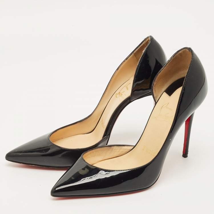 Pre Owned Christian Louboutin Iriza Size 35 Black Patent Leather D'orsay Pumps