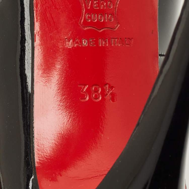 Pre Owned Christian Louboutin Very Prive Size 38.5 Black Python Leather Peep Toe Pumps