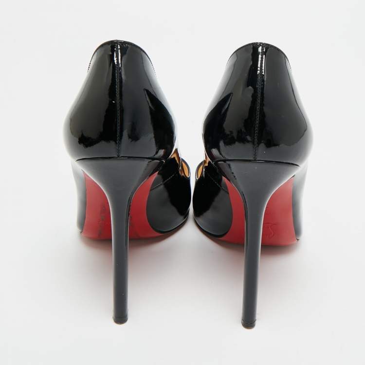 Pre Owned Christian Louboutin Pigalle Size 39.5 Black Patent Leather Pumps