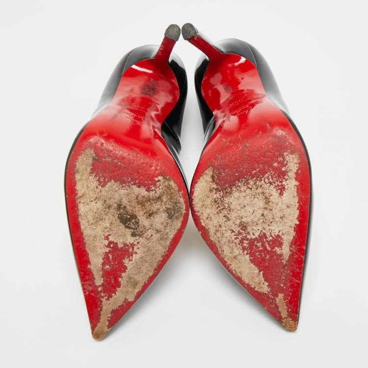 Pre Owned Christian Louboutin Pigalle Size 39.5 Black Patent Leather Pumps