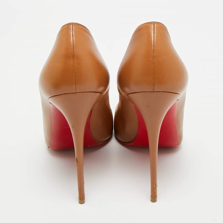 مملوكة مسبقًا Christian Louboutin So Kate Size 39.5 Brown Leather Pumps