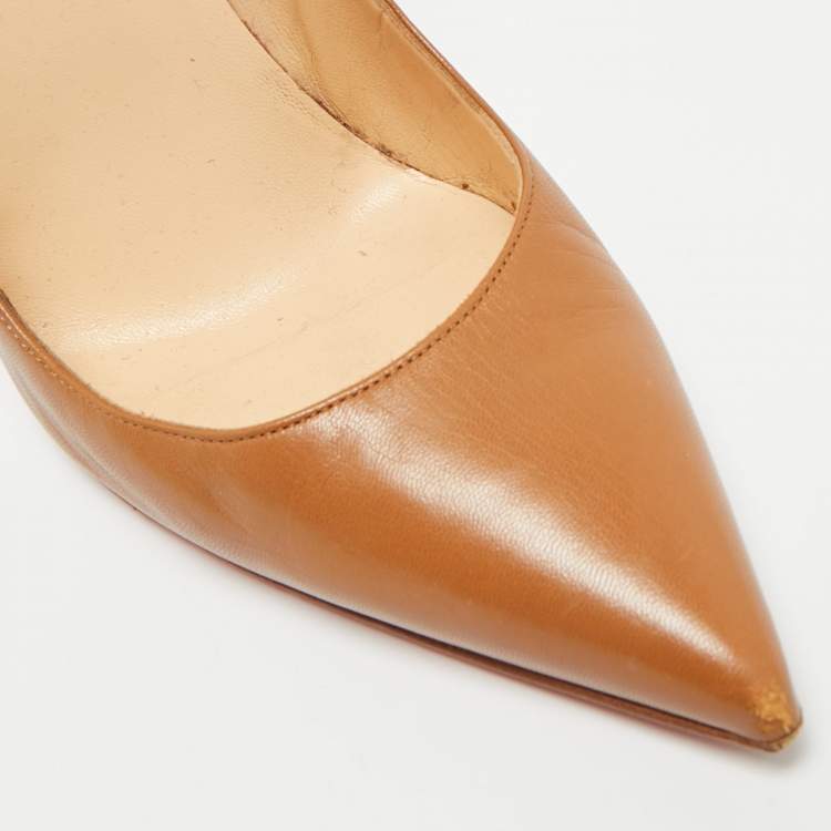 مملوكة مسبقًا Christian Louboutin So Kate Size 39.5 Brown Leather Pumps