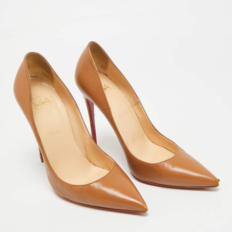 مملوكة مسبقًا Christian Louboutin So Kate Size 39.5 Brown Leather Pumps
