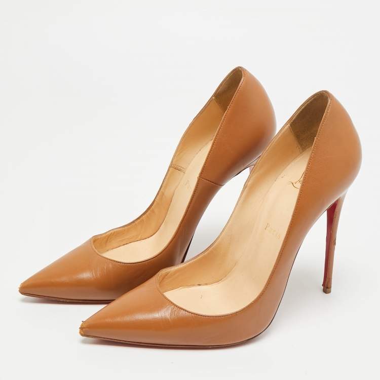 مملوكة مسبقًا Christian Louboutin So Kate Size 39.5 Brown Leather Pumps