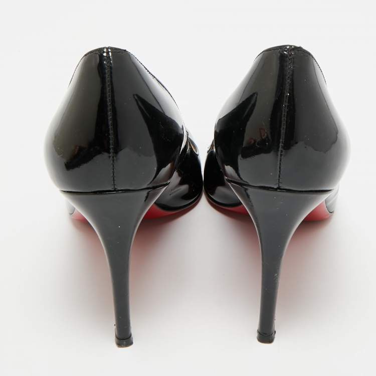 مملوكة مسبقًا Christian Louboutin Ron Ron Size 38.5 Black Patent Leather Pumps