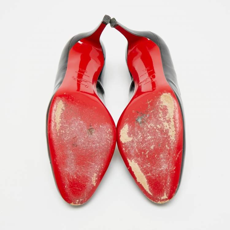 مملوكة مسبقًا Christian Louboutin Ron Ron Size 38.5 Black Patent Leather Pumps