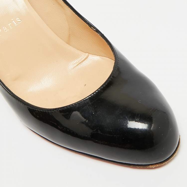 مملوكة مسبقًا Christian Louboutin Ron Ron Size 38.5 Black Patent Leather Pumps