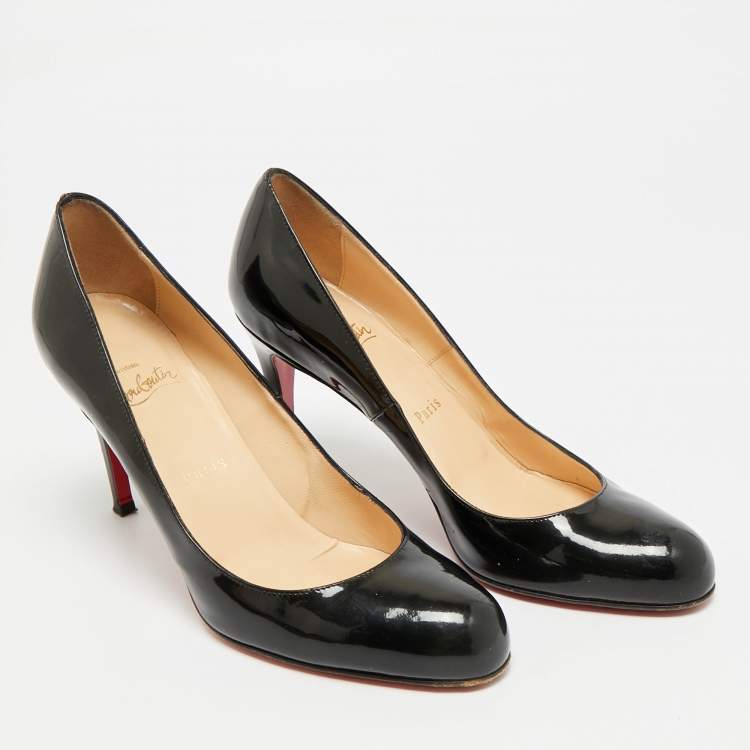 مملوكة مسبقًا Christian Louboutin Ron Ron Size 38.5 Black Patent Leather Pumps