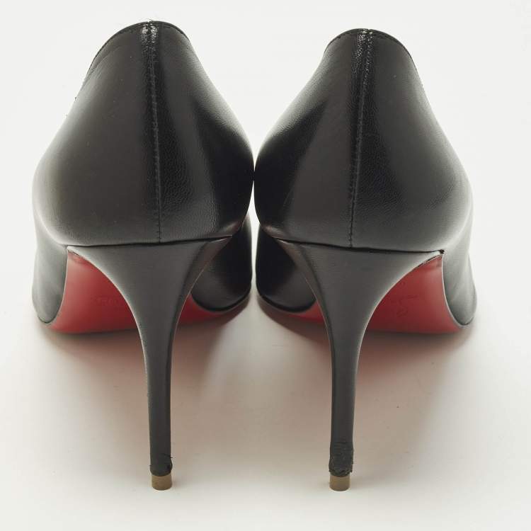 Pre Owned Christian Louboutin Studded Cabo Size 38 Black Leather and Suede Pumps