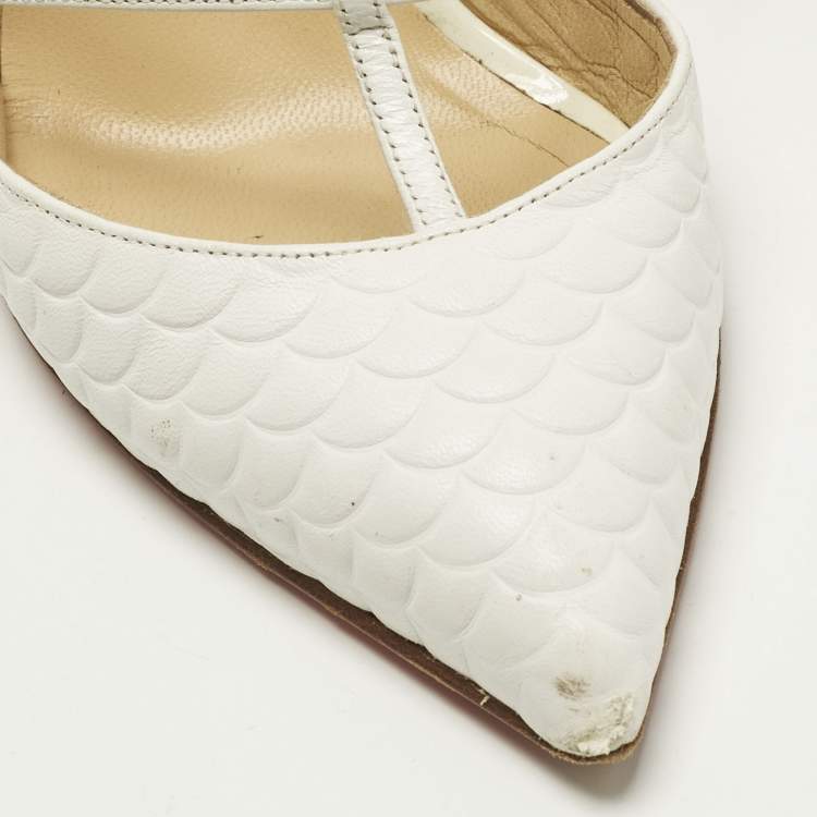 مملوكة مسبقًا Christian Louboutin Kadreyana Size 38 White Leather Ankle Strap Sandals