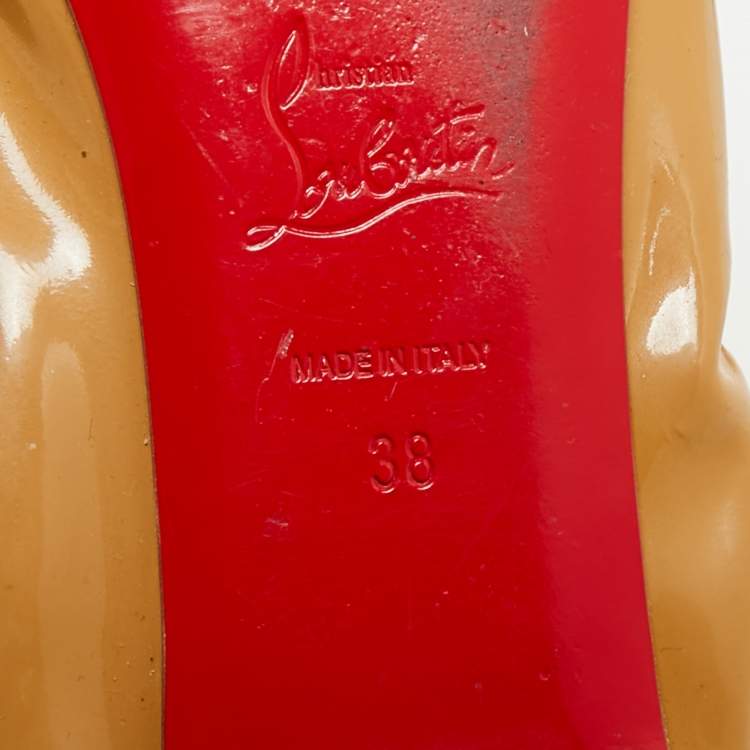 Pre Owned Christian Louboutin Size 38 Beige Patent Leather Ballet Flats