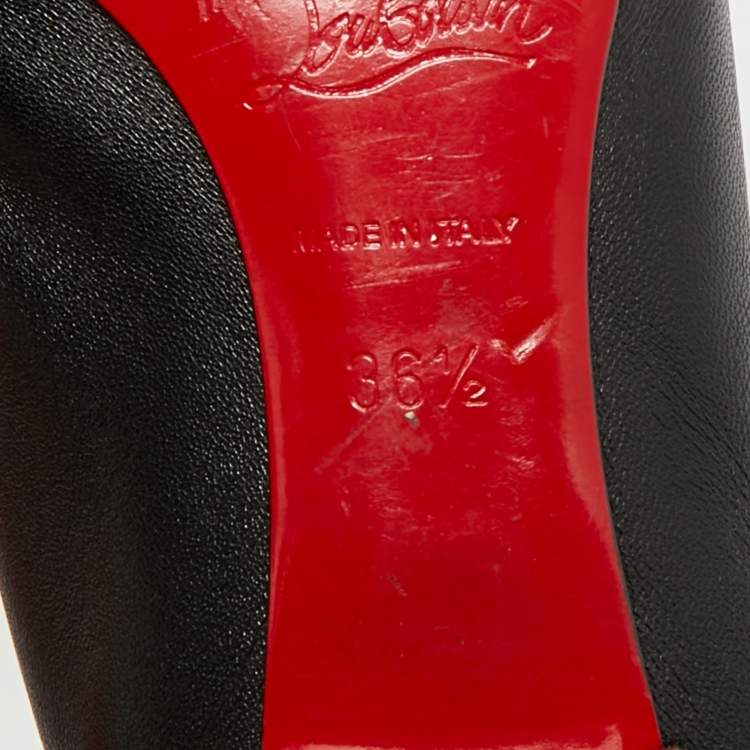 Pre Owned Christian Louboutin La massine Size 36.5 Black Leather Ballet Flats