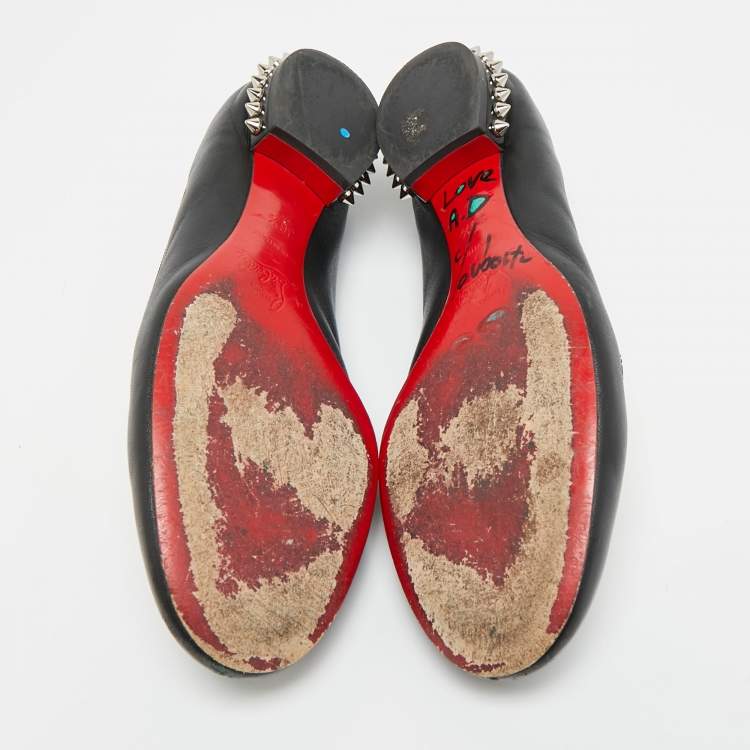 Pre Owned Christian Louboutin La massine Size 36.5 Black Leather Ballet Flats