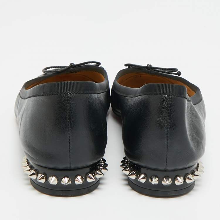 Pre Owned Christian Louboutin La massine Size 36.5 Black Leather Ballet Flats