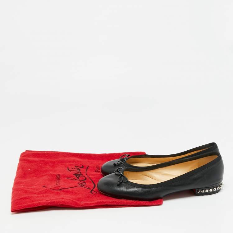 Pre Owned Christian Louboutin La massine Size 36.5 Black Leather Ballet Flats